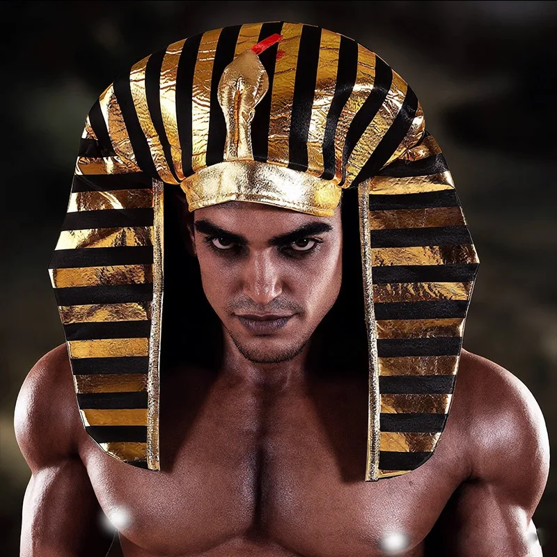 Fabric Egyptian Pharaoh Hat Gold Costume Headwear Halloween Easter Party Performance Cosplay Hat