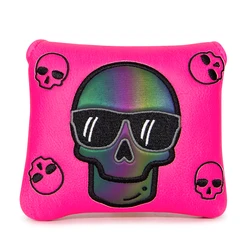 Golf Headcover Cool Pink Sku-ll Head Cover for Mallet Putter Golf Mallet Putter Covers with Magnetic Magnet Closure Elegant