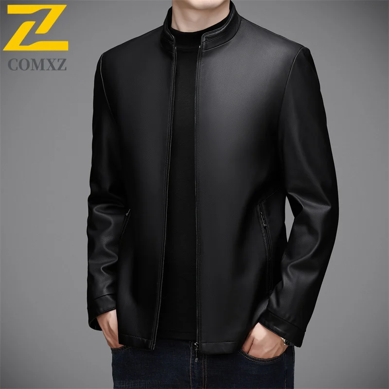Mens Leather Jacket 2025 Lightw Luxurious Business Leisure Working Coat Premium Comfort Windproof Spring Autumn New Man Clothing