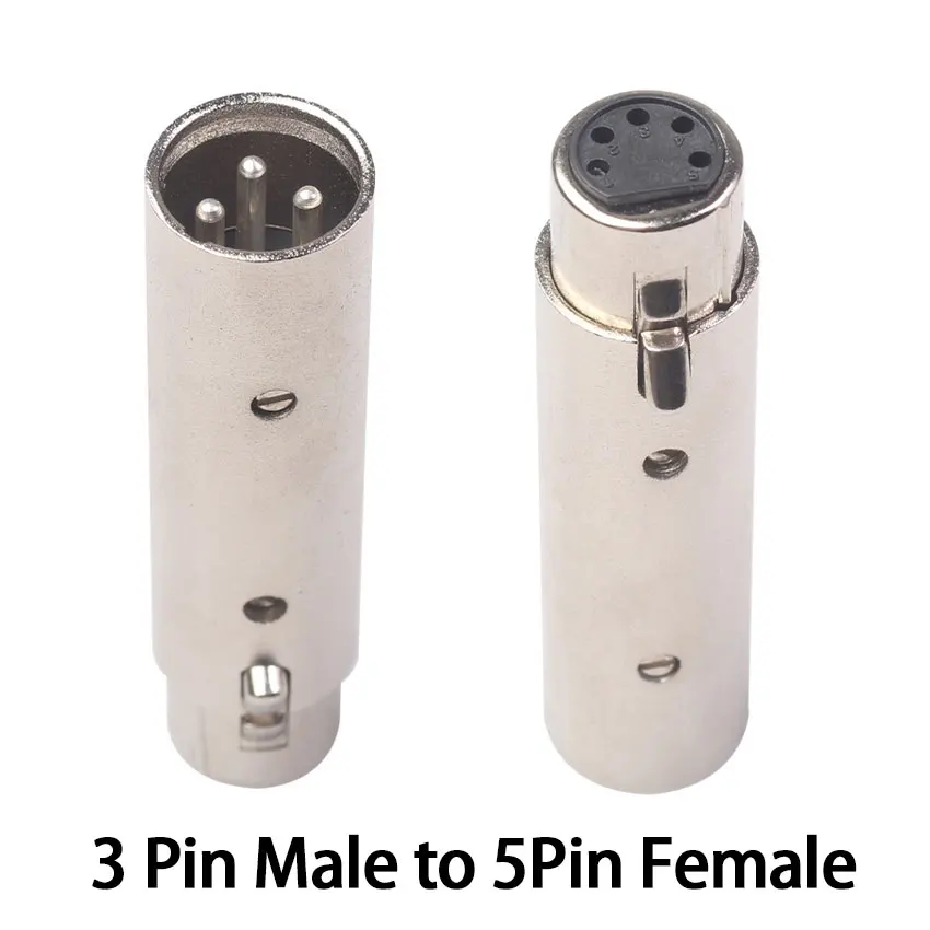 

1/3/5PCS 3Pin XLR To 5 Pin DMX Metal Cased Converter Audio Lighting Adapter 3 Pin Male To 5 Pin Female Connector Stage