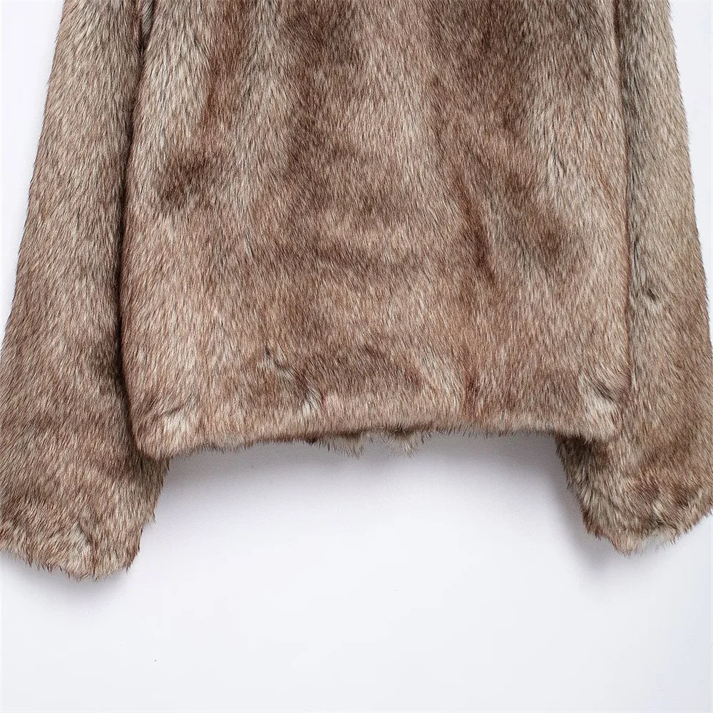 New autumn and winter fashion casual women's clothing temperament simple and warm faux fur jacket top