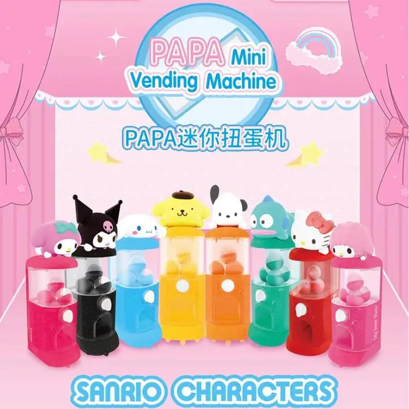 

Sanrio Family PAPA Mini Twisting Egg Machine Blind Bag Blind Box Kuromi Pacha Dog Doll Desktop Ornament Girl Surprise Gift