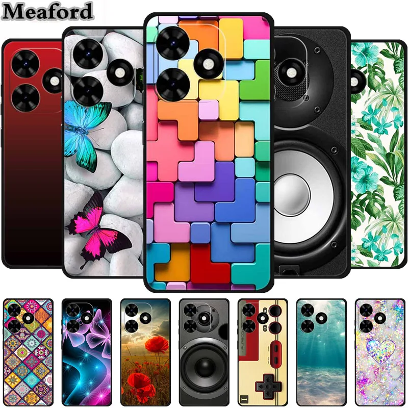 For Tecno Pop 8 Case Luxury TPU Silicone Soft Back Cover Phone Cases for Tecno Pop8 Protective Cartoon Shockproof Flowers Fundas