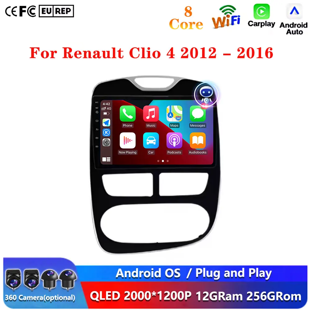 10'' For Renault Clio 4 2012 - 2016 Carplay Car Radio Android Auto 4G WIFI GPS Navigation DSP stereo BT Multimedia Video Player