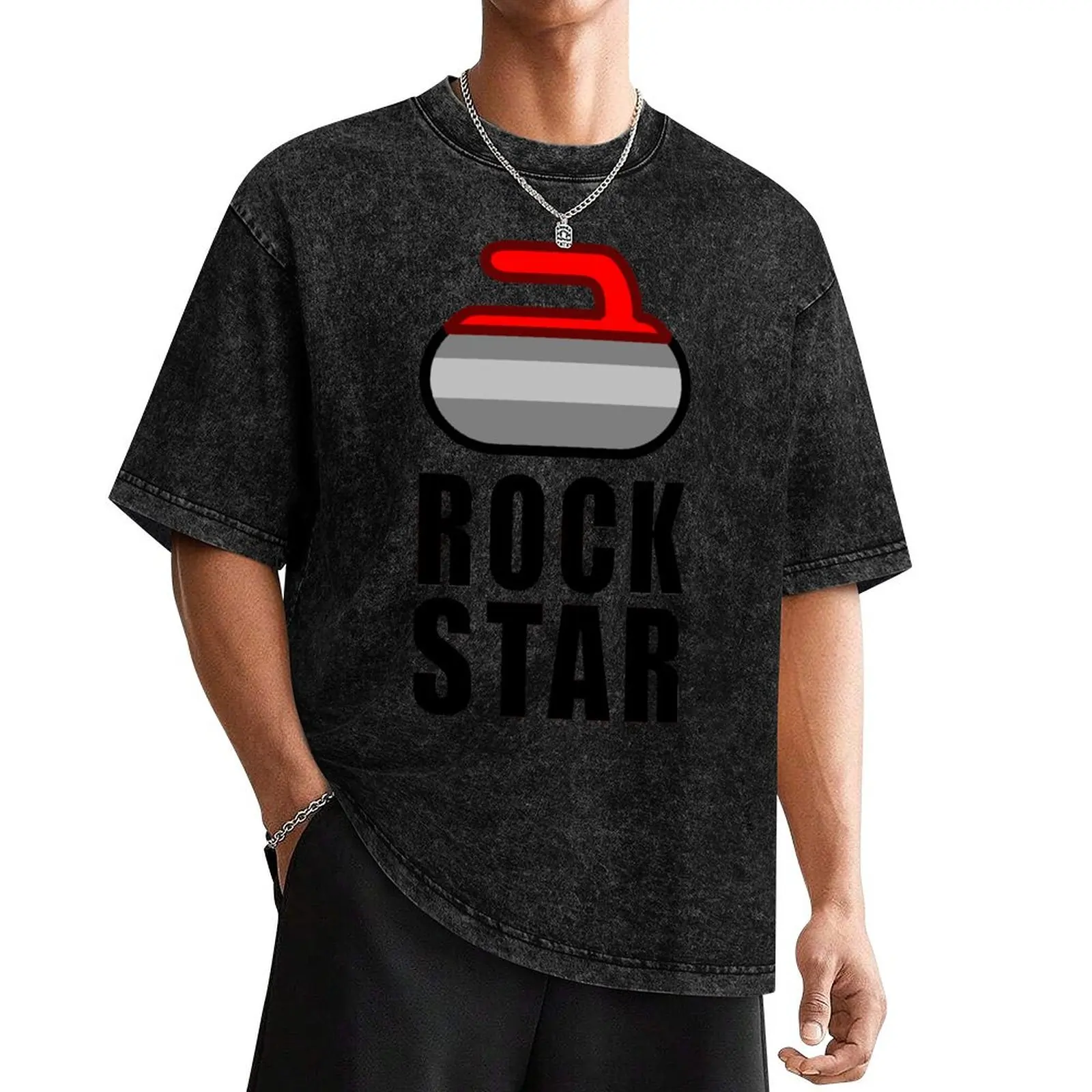 

Rock Star Curling Stone T-Shirt tees animal prinfor boys shirts men