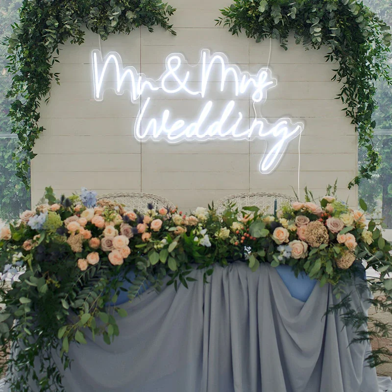 Neon Art Mr Mrs wedding Neon Sige Custom LED Party Bedroom Room Outdoor Wedding Perfect Scene Site Arrangement Wall Decoration