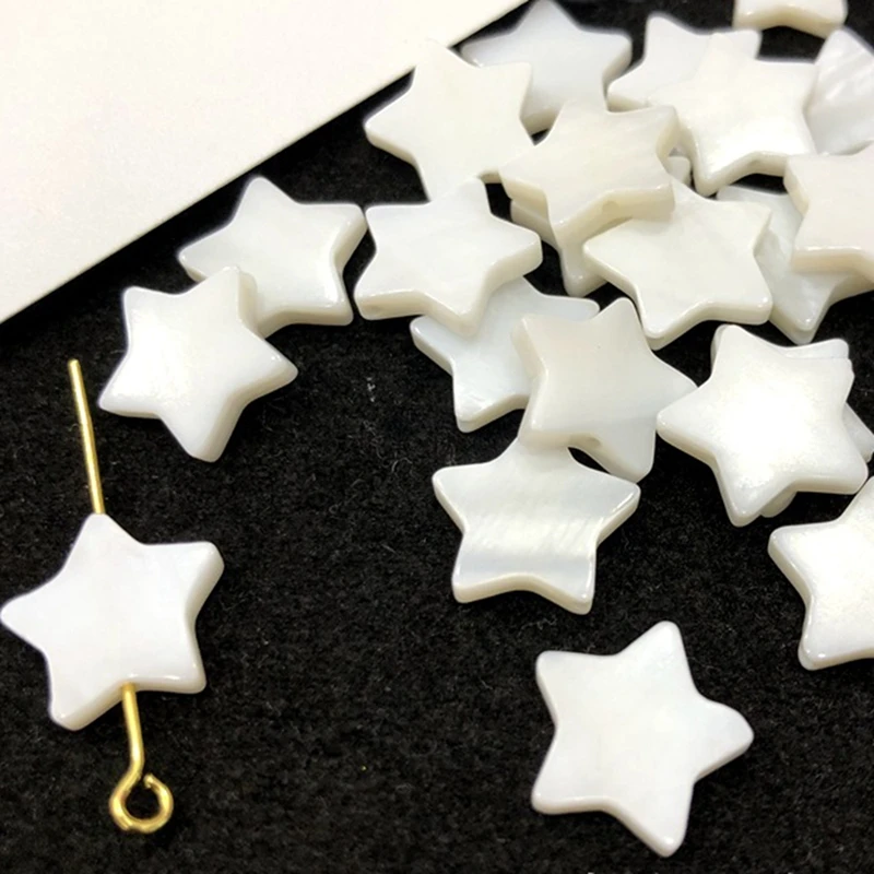 10 PCS 10mm Through Hole Star Shell Connector Charms Mother of Pearl Pendants for Jewelry Making