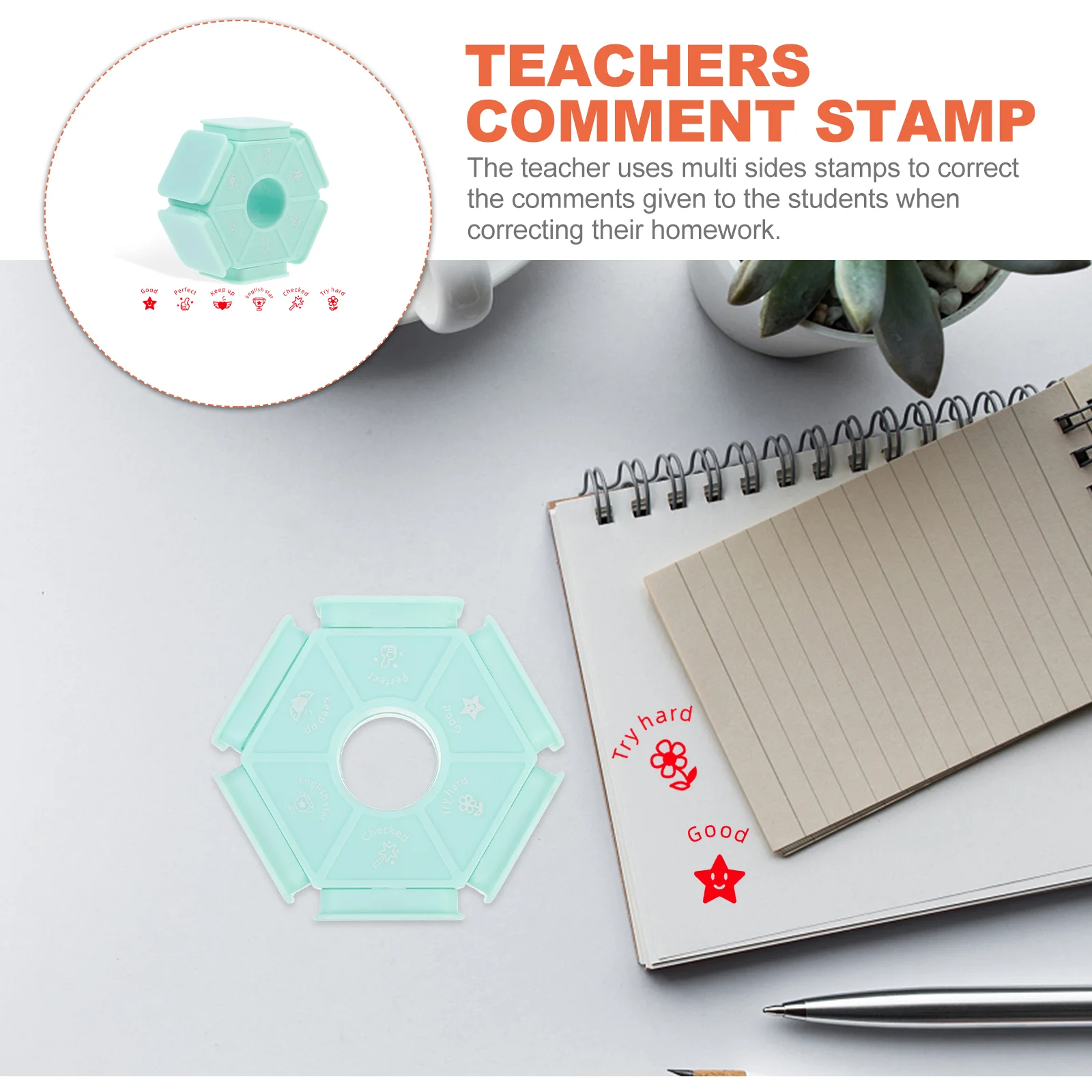 Teacher's Seal Teachers Motivation Stampers for Multi-sides English Stamps Homework Plastic Classroom Supplies Elementary