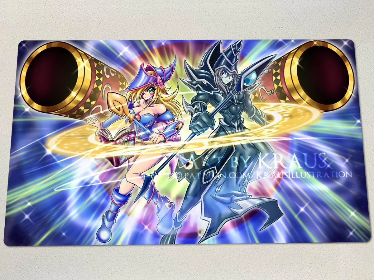 

YuGiOh Dark Magician Girl Playmat Magicians Unite! TCG CCG Mat Trading Card Game Mat Rubber Mousepad Desk Pad Free Bag 600x350mm