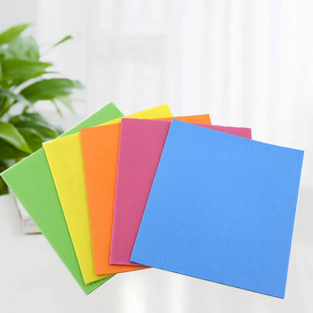 

10Pcs Wood Pulp Cotton Cellulose Sponge Dishcloths Durable Absorbent Double Layer for Kitchen Dishwashing and