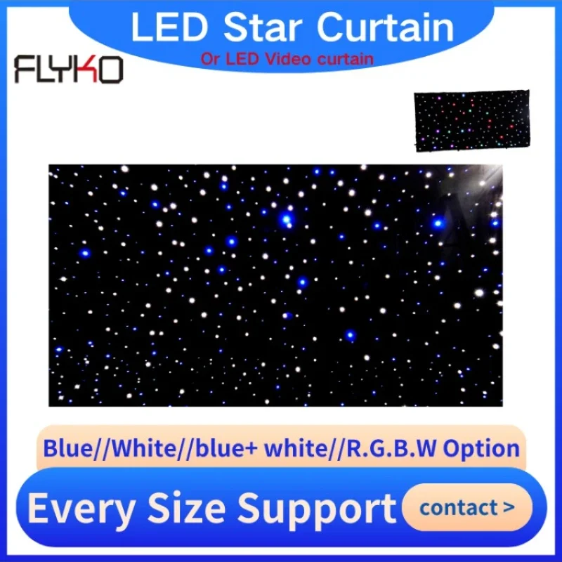 Free shipping white& blue led star cloth, led curtains LED Backdrop DMX512 Control For Stage Pub DJ Wedding Event Show