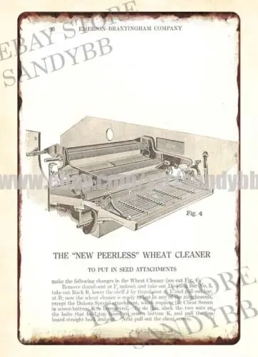 1900s Brantingham Peerless wheat cleaner metal tin sign shop wall art