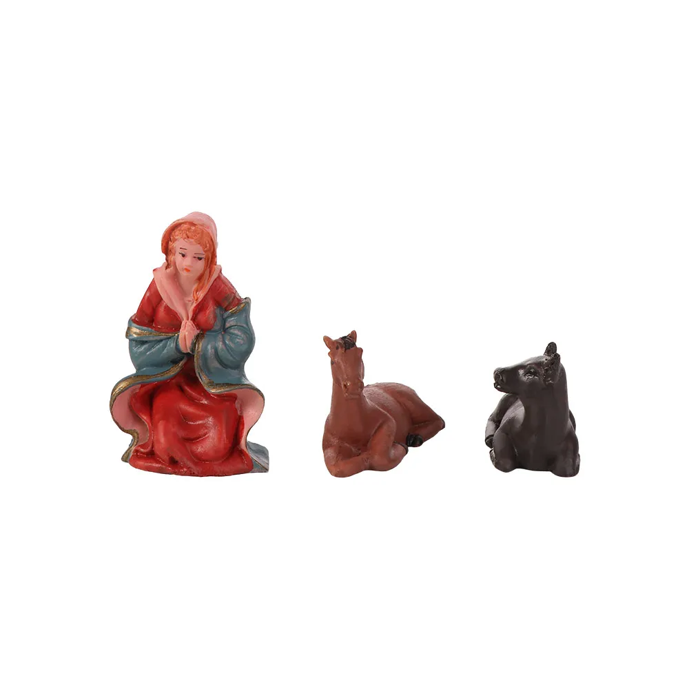 10Pcs/Set Resin Material Nativity Stable Ornaments Vintage Tabletop Display Christmas Manger Scene Religious Collection