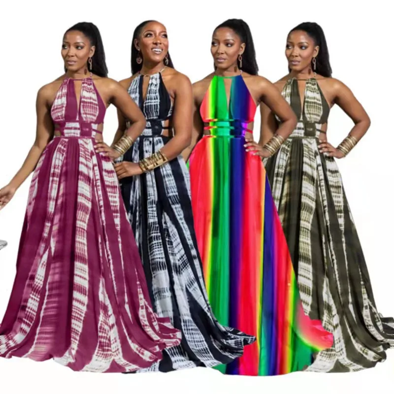 

Wish Women's Midi Skirt Spring Print Maxi Dress Elegant Style Sleeveless Fashionable A-Line Silhouette