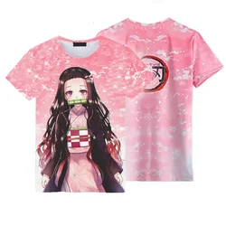 1-14 Years Old Cartoon Demon Slayer Print T-Shirts Boys Girls Summer Children Clothes 3D Printing Short Sleeve O-Neck Tops Tees