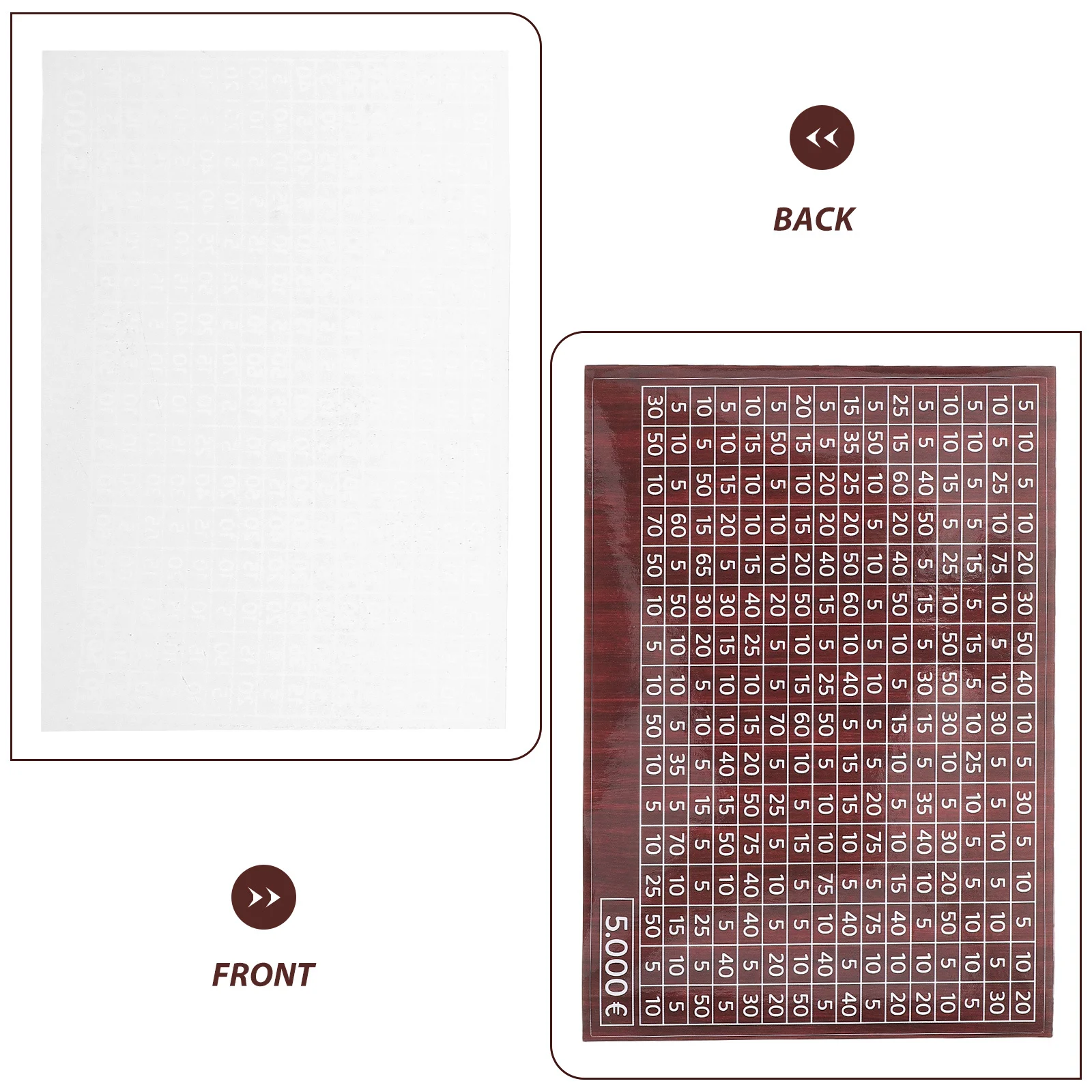 Autocollant d'économie d'argent marron clair, 50 pièces, traceur d'épargne pour tirelire, boîte d'argent, tableau numérique, étiquettes de banque de pièces de monnaie, défi de comptage