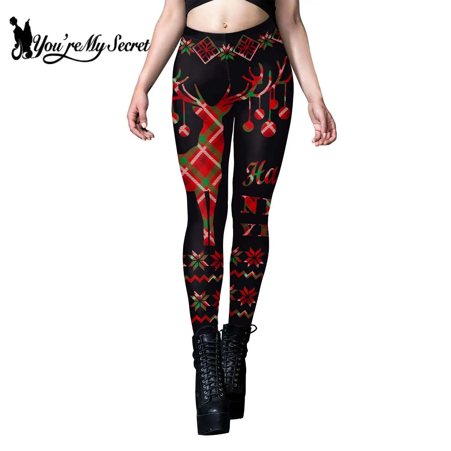 Leggings navideños para mujer, pantalones ajustados de cintura alta, mallas ajustadas con copos de nieve y alces, mallas deportivas de Navidad, pantalones elásticos para mujer