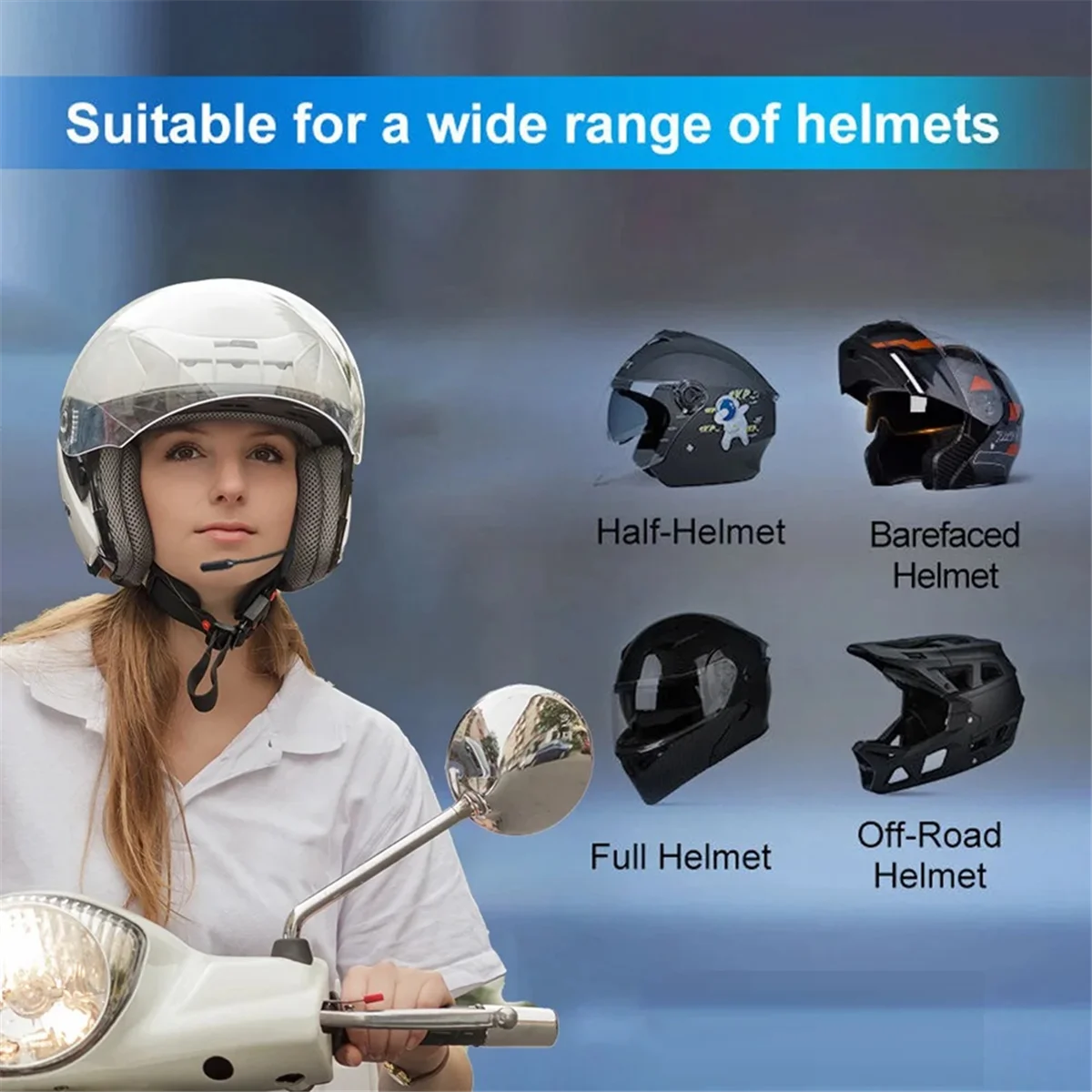 S1 بلوتوث 5.3 دراجة نارية خوذة سماعات سماعة BT اللاسلكية موتو ستيريو البيني يدوي بطارية طويلة