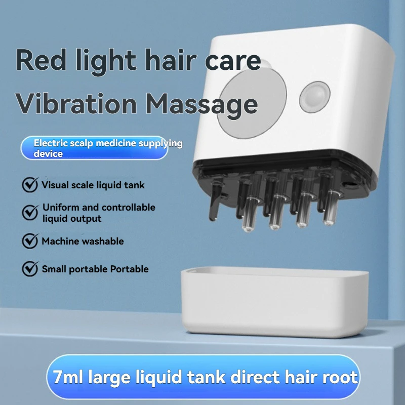 

Электрический аппликатор для кожи головы, красный, синий свет, электрическая массажная расческа против выпадения волос, жидкий незаменимый аппликатор, количественный уход, аппликация