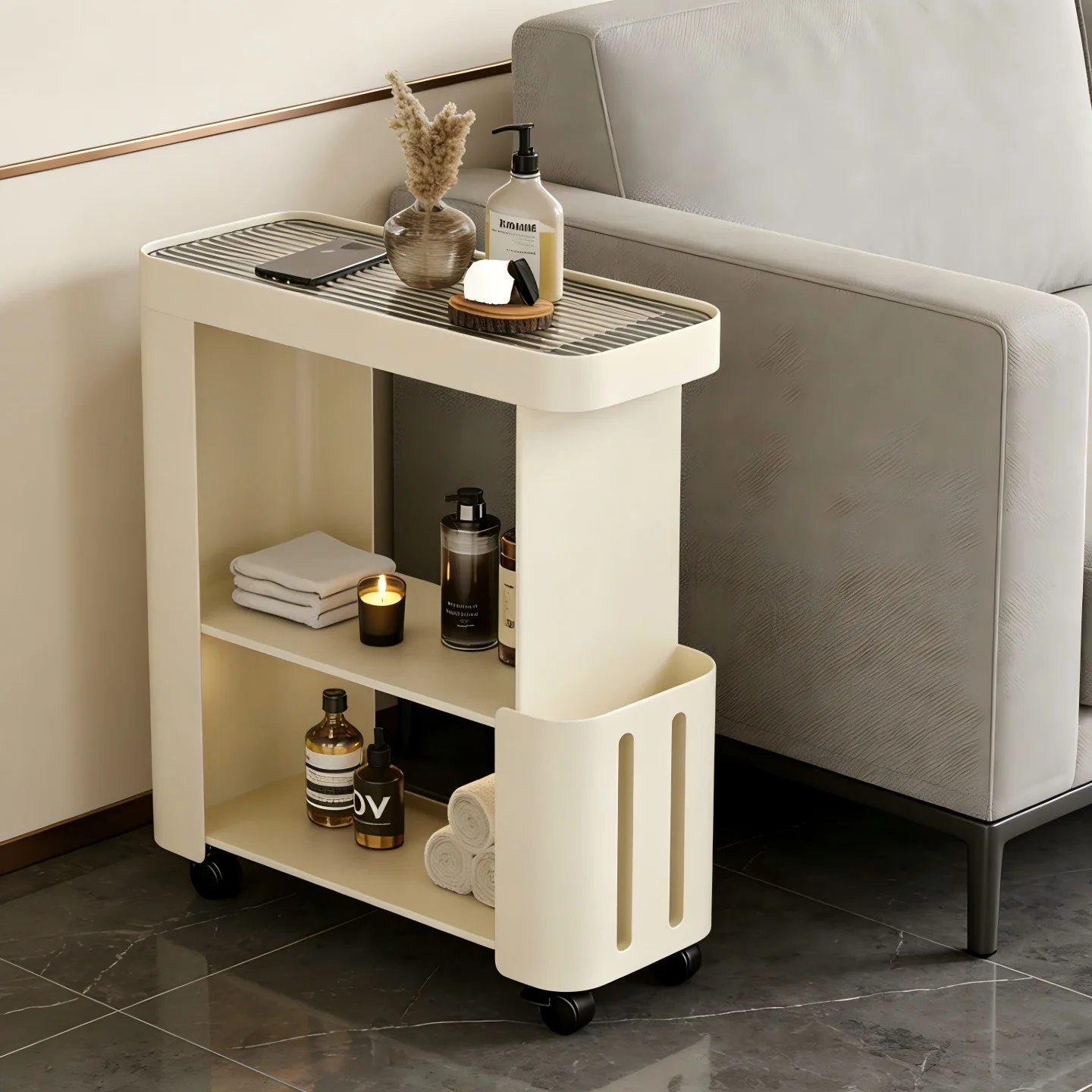 HYS extremely narrow sofa edge few modern simple movable multi-layer storage trolley household storage crevice rack