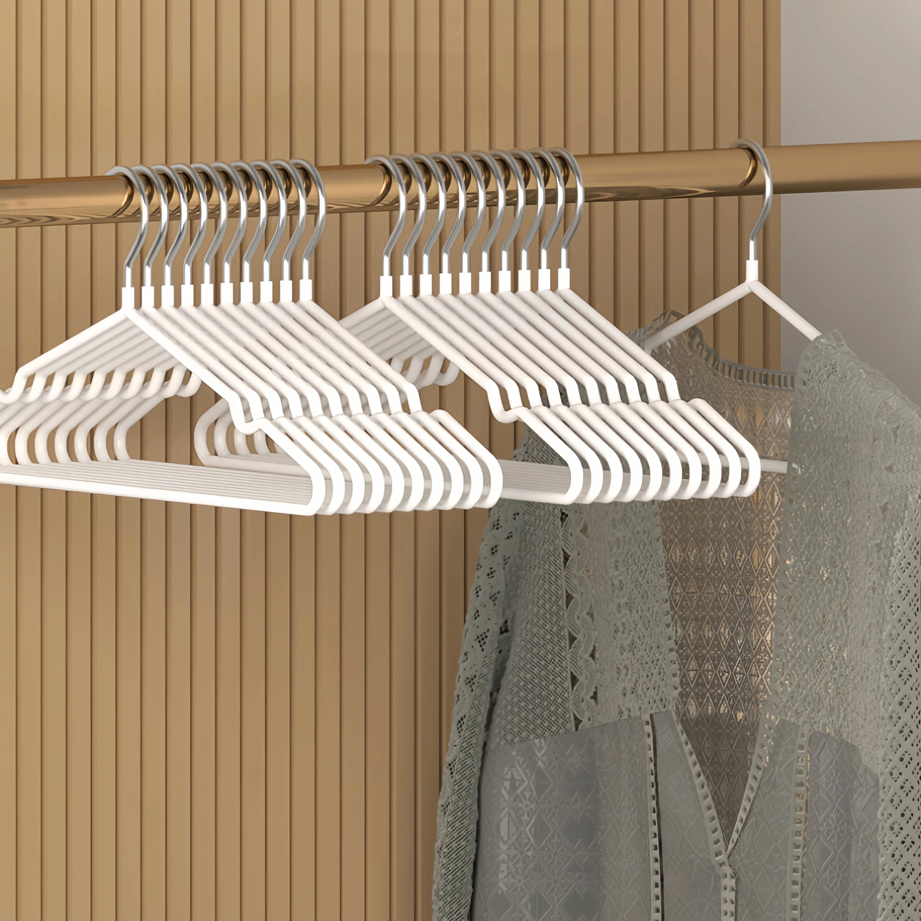 5pcs Metal Wire Clothes Hangers with Non-Slip Hangers Hangers with Non, Ultra Thin Steel Hangers Space Saving Clothing Hanger