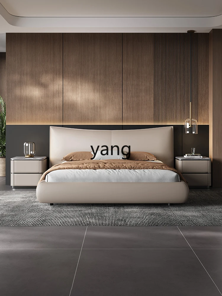 LMM Italian minimalist leather bed master bedroom high-end atmosphere modern minimalist double soft bag wedding bed