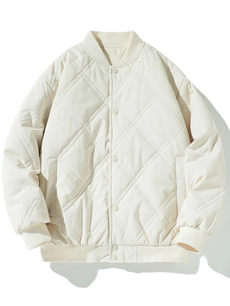 

Cleanfit Diamond Grid Baseball Jacket Men's Cotton Pilot Coat American Style Spring Autumn Thickened Casual Short Sleeve