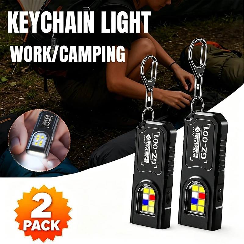 LED Keychain Flashlight Type C Rechargeable 550LM Portable Mini Torch Pocket Lantern Flood Work Light With Magnet For Emergency