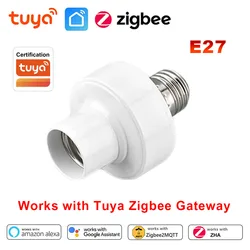 Tuya Zigbee Smart Lamp Socket Switch E27 Bulb Holder Adapter Smart Life APP Timer Voice Control Works with Alexa Google Home Z2M
