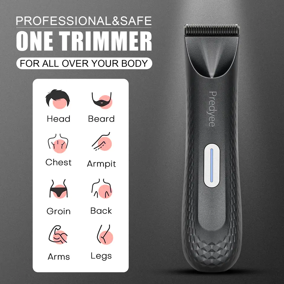 Electric Trimmer for Men's Groin Hair: Versatile Body Groomer and Waterproof Pubic Hair Trimmer with Replaceable Ceramic Blade - 5