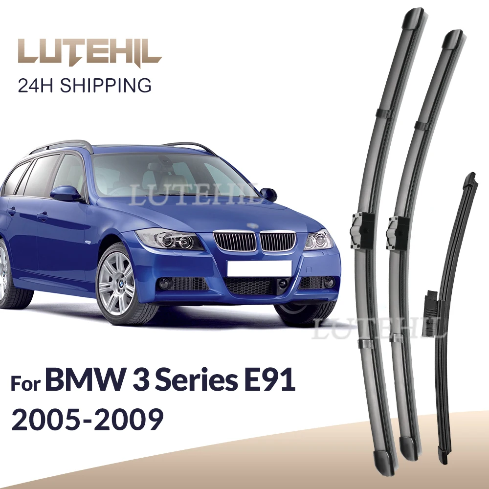 

LUTEHIL Wiper For BMW 3 Series E91 2005-2009 Wiper Front & Rear Wiper Blades Windshield Windscreen Window Brushes 24"+19"+14"