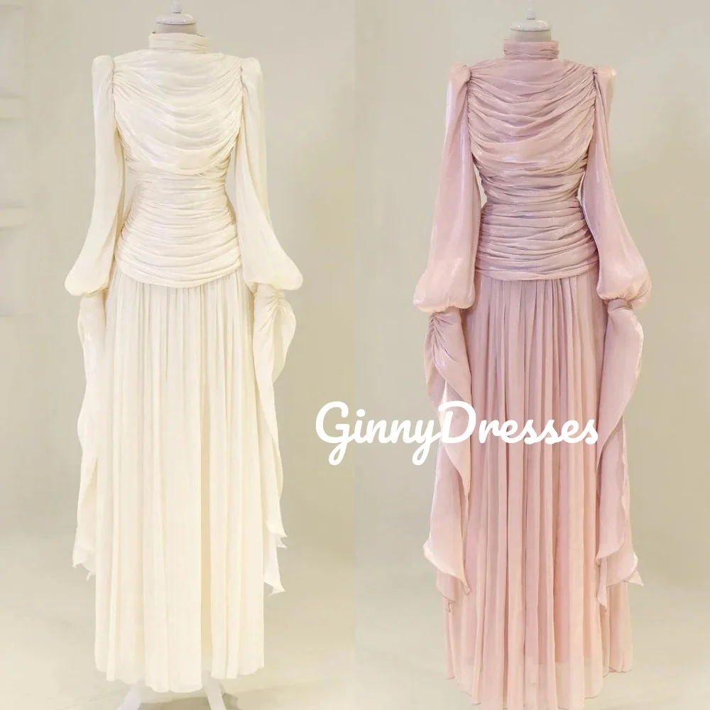 

Customize Dresses For Prom A-Line Scoop Neckline Luxury Evening Dresses Floor-Length Zipper Up Ruffle Vestidos De Fiesta Long