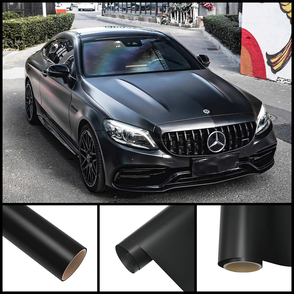 High Quality Matte Matt Black Wrap PET Vinyl Color Film Auto Full Body Sticker DIY Decal Protective Cover Car Tuning Accessories