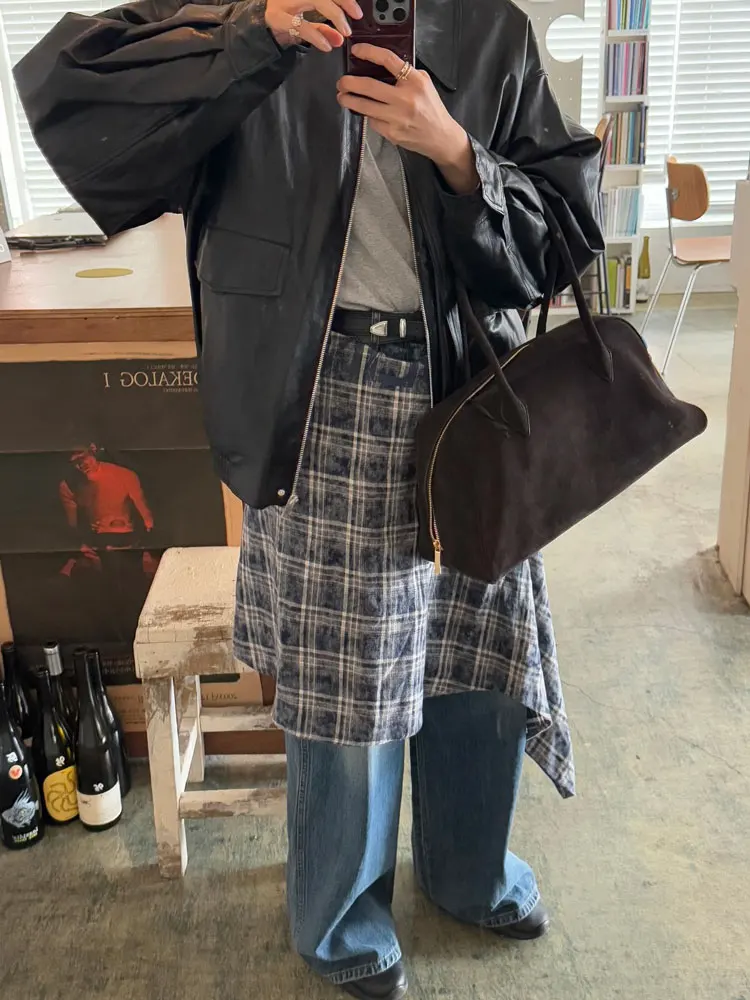 Noxiao La Authentic Brand Spring 2025 Cappotto in pelle foderata in cotone Jaet da donna per pendolari Sle caldo lungo con cerniera