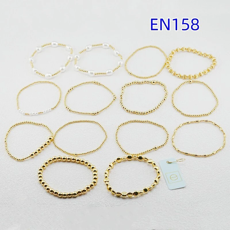 

VKVVA Fashion Jewelry Gold-plated Bead and White Pearl Bracelet 14pcs Set for Women Birthday Gifts, Unique Gift