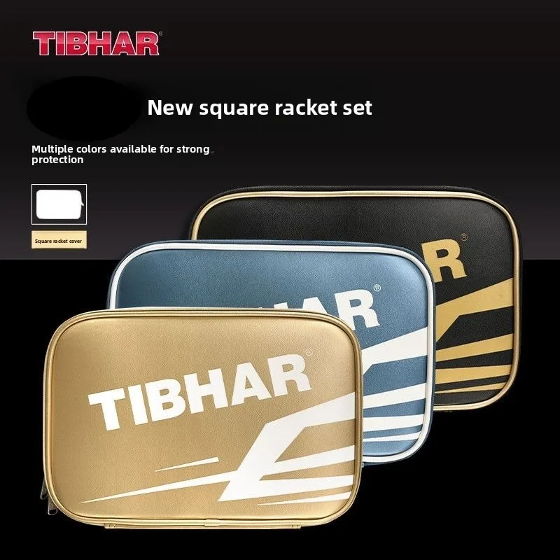 TIBHAR genuine table tennis racket cover double-layer leather square racket cover table tennis equipment sports storage bag