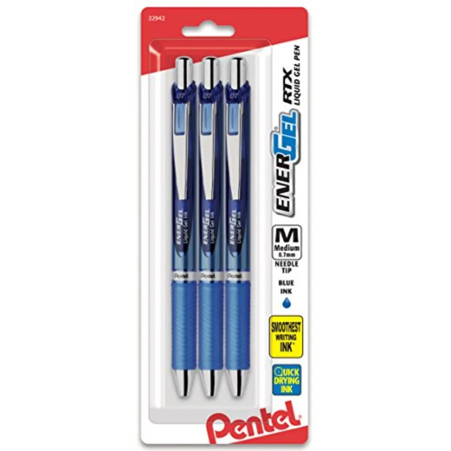 

EnerGel Deluxe RTX Retractable Liquid Gel Pen, 0.7mm,Needle Tip, Ink, 3 Pack (BLN77BP3C
