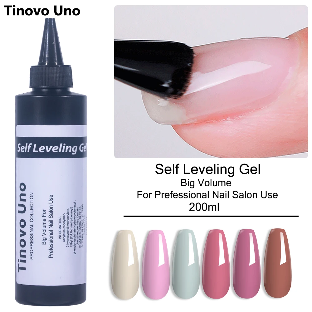 

Tinovo Uno 200ML Self Leveling Gel Nail Polish Refill Bulk Big Bottle Natural Pink Semi Permanent UV/LED Soft Beige Manicure Gel