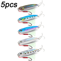 5pcs Metal Jig Lures Kit 10g 20g 30g 40g Spinner Sinking Pencil Feather Hook Treble Hooks Pesca Set Fishing Tackle Box Bait Set