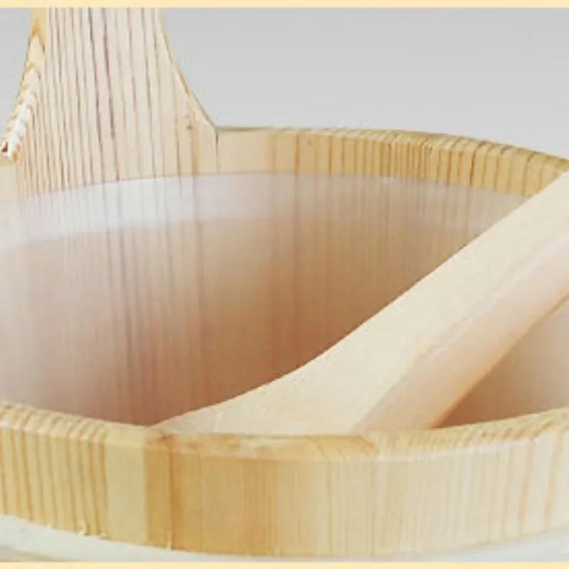 4L Sauna Bucket with Ladle for Home Bathing Supplies Steam Room Bathroom Wooden Bucket Family Sauna Barrel