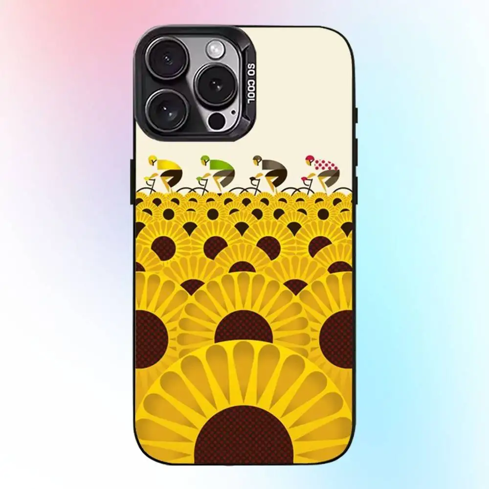 Tour de frança bicicleta exercício caso de telefone para iphone17,16,15,14,13,12,11 plus, pro max preto doce fosco capa à prova de choque