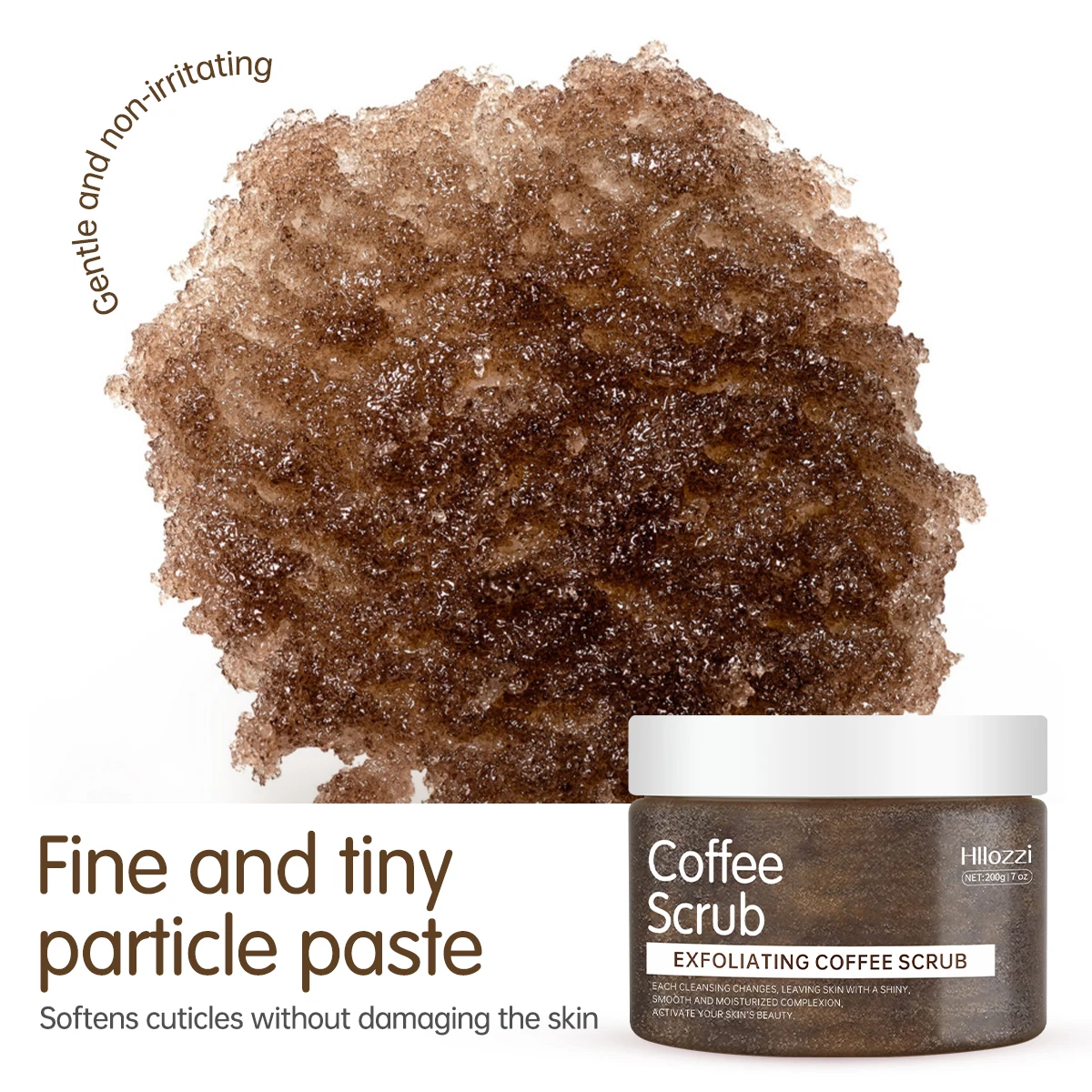 Hllozzi 200 g Kaffee-Körperpeeling, Tiefenreinigung, Peeling, Kakaopflanze, Squalan, feuchtigkeitsspendend