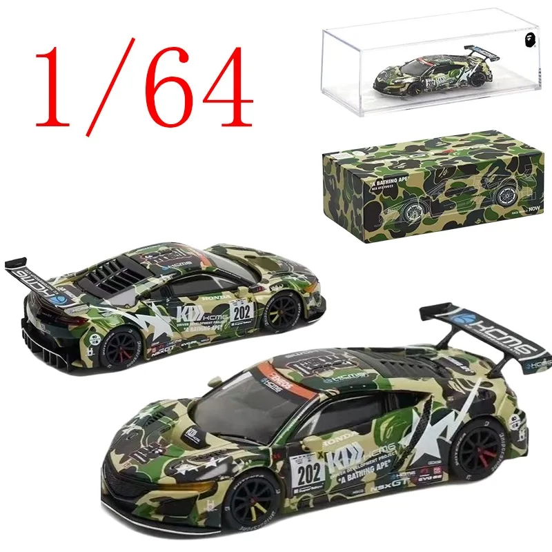 POPRACE/BAPE Diecast 1/64 مقياس هوندا سبيكة نموذج سيارات هوندا NSX GT3 لعب المركبات لعب للأولاد هدية الصندوق الأصلي #1
