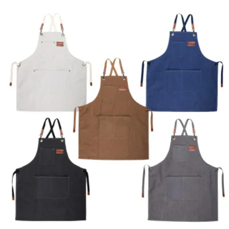 

Apron Quality cotton apron Men's and women's work clothes Barber Hairdresser Cafe waiter bib Restaurant Hotel Chef Mandile