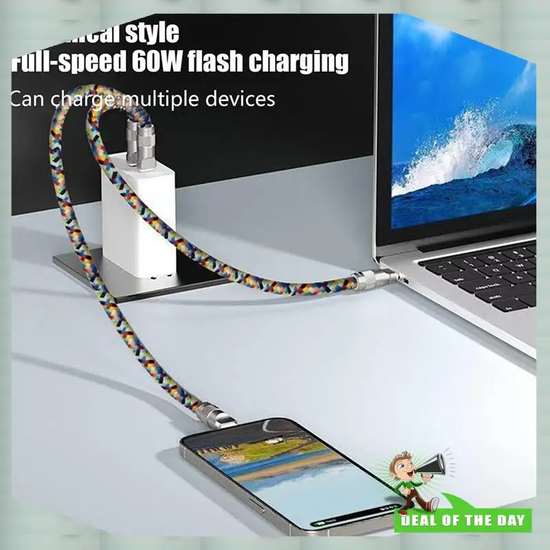 تسليم 24 ساعة لون مضفر حزام 1.2 متر الهاتف الحبل Crossbody اثنين في واحد كابل شحن مكافحة خسر الشحن الراقية