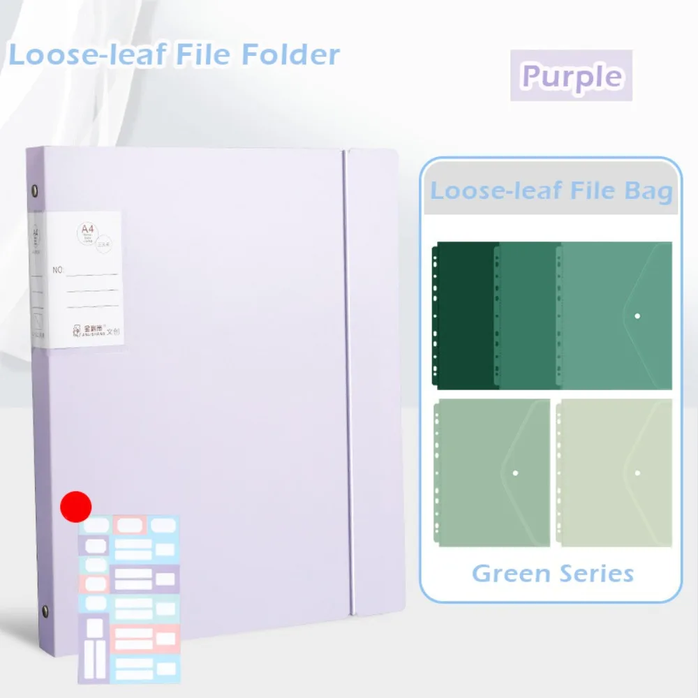 

Portable Loose-leaf Design File Folder Set PP Waterproof Test Paper Storage Clip File Bag Students