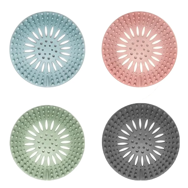 Silicone Hair Catcher Drain Cover Anti-Clog Sink Drain Protector Hair Stopper Bathtub Shower Drain Filter Trap for Bathroom Kitchen Sink Hair Debris Blocking Tool
