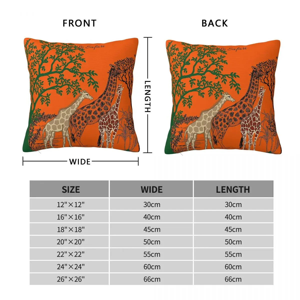 Safari Collection Giraffes Pillowcase Polyester Linen Velvet Creative Zip Decorative Car Cushion Cover 18