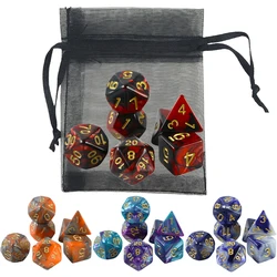 7pcs DND Polyhedral Dice Double-color Dice with A Bag for Board Game DND RPG Role Playing Game Accessories