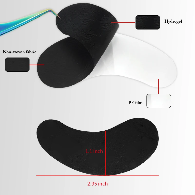 50pairs Eyelash Pad Black Gel Hydrogel Eye Patch Grafting Under Eye Paper Sticker UV Pads Eye protection